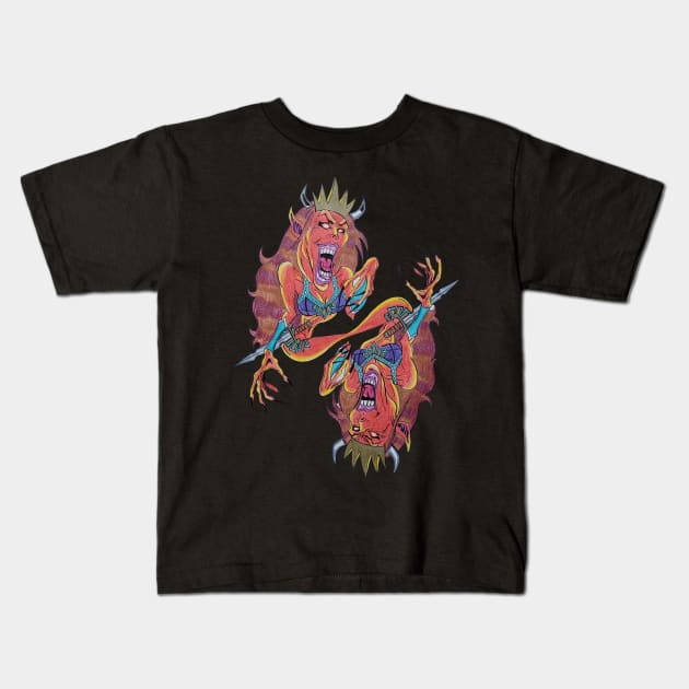 demon woman Kids T-Shirt by Cryptid Kitty